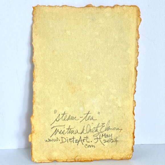 Steam Tea Original Art Acrylic Painting Mixed Media Matted Frame Ready 8x10in - Picture 6 of 6